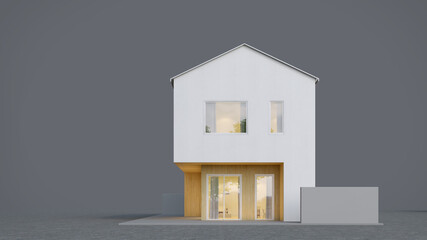 Modern minimal house isolated on grey background.3d rendering