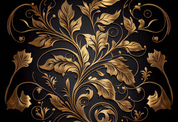 Generative AI: Elegant golden victorian barroco ornament