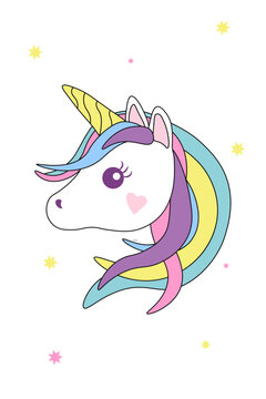 Cute unicorn. Cartoon Unicorn for birthday invitation