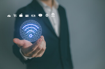 Wi-Fi coverage in the business world including finance, shopping, banking, credit cards and savings