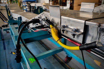 Electrical equipments components with cables valves energy power to machines in industry appliances