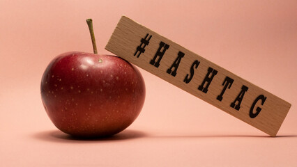 hashtag written on wooden surface. Wooden Concept