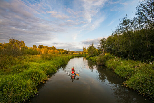 Canoeing in Still Creek, Burnaby,  British Columbia.