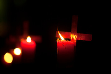 Candles during Easter Holy Week in Caceres, Extremadura, Spain