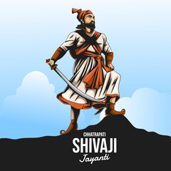 Vector of Chhatrapati Shivaji Maharaj Jayanti, Indian Maratha warrior king