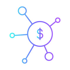 Crowd funding Icons with purple blue outline style