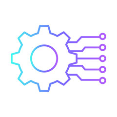 Technology Icons with purple blue outline style