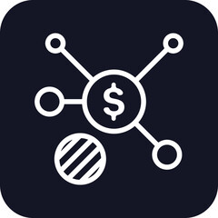 Financial network Icons with black filled outline style