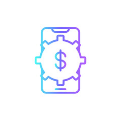 Fintech Icons with purple blue outline style