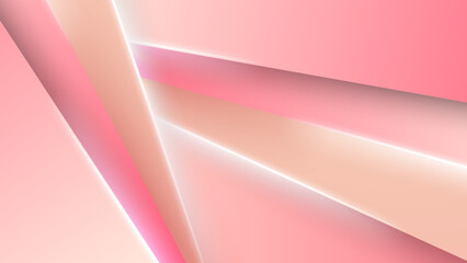 Abstract soft pink pastel gradient background with 3d layer and shiny motion speed light. Digital image of light rays, stripes lines with light, speed and motion blur over orange tech background