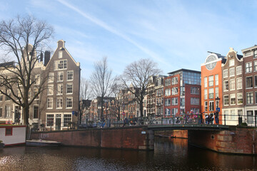 Amsterdam, beautiful view from Prinsengracht canal, Netherlands