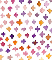 Seamless hand painted watercolor pattern with crosses, abstract loose watercolor background 600 dpi png graphic resources for web, wrapping paper 