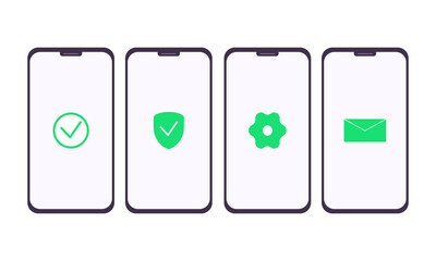 Set of mobile phone icons. Flat design style. Vector illustration