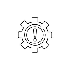 thin line failure icon with broken operational process. concept of repair or maintenance symbol. flat outline trend modern fault or disruption logotype graphic simple stroke design isolated on white