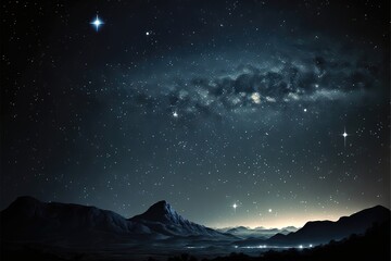 Fototapeta na wymiar The clear night sky is filled with twinkling stars. Generative AI