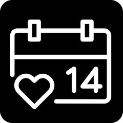 Solid Calendar 14 Valentine S Day icon