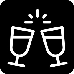 Solid Champaine, Glasses, Valentine's day, Wedding, Wine. vector icon