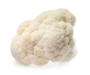 Cut fresh raw cauliflower on white background