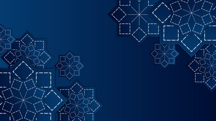 Modern realistic three-dimensional blue and gold arabic islamic ramadan ornamental background