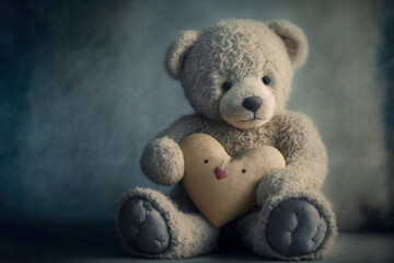 Teddy bear holding a heart Generative AI