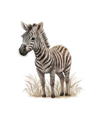 Fototapeta na wymiar Baby zebra illustration. Generative AI.