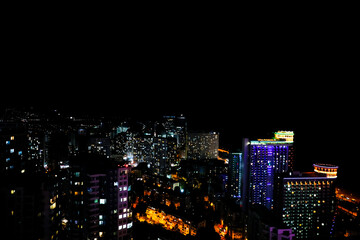 Picturesque view of city with buildings at night