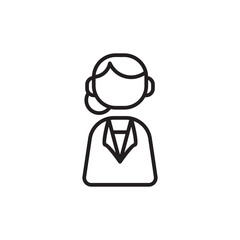 Office woman Business People Icons with black outline style