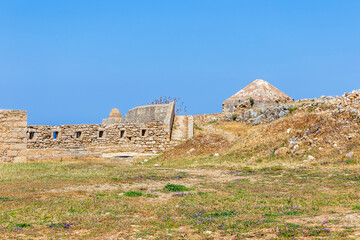 Part of the Venetian fortifications around the port in Rethymo, Crete, Greece.