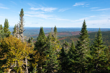 View of the regional park of the Massif-du-Sud (Saint-Philemon, Chaudiere-Appalaches Quebec, Canada)  - obrazy, fototapety, plakaty