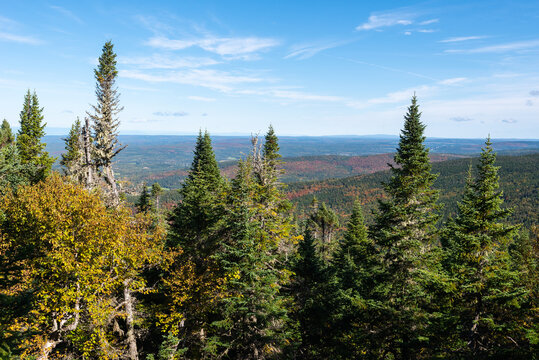 View of the regional park of the Massif-du-Sud (Saint-Philemon, Chaudiere-Appalaches Quebec, Canada) 