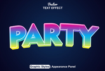 party text effect with graphic style and editable.