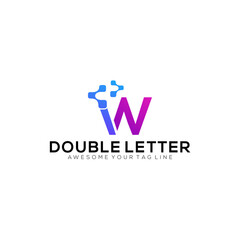 Letter IW logo gradient technology modern