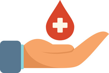 Donate blood drop icon flat vector. Charity help. Gift heart isolated - obrazy, fototapety, plakaty