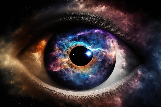 Galaxy in the eye. Futuristic art	