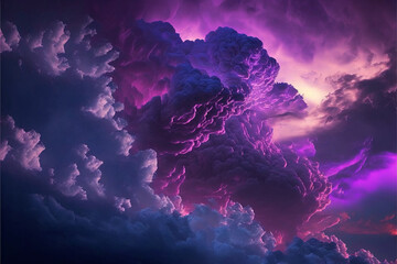 Purple wallpaper, background of clouds. Generative AI.