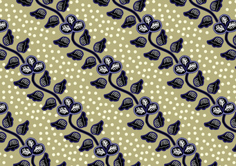 Indonesian batik motifs with very distinctive plant patterns