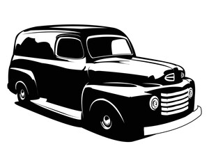 Classic panel truck silhouette logo vector concept isolated badge emblem. best for the trucking industry. available in eps 10.