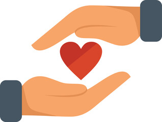 Keep care icon flat vector. Donate help. Aid people isolated