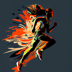 Fototapeta na wymiar Runner, girl running, speed