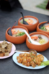 clay pot porridge on the table