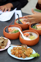 clay pot porridge on the table