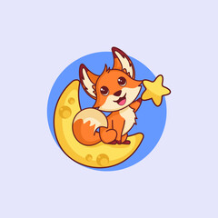 cute fox mascot. cartoon illustration.