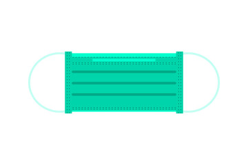 Green surgical face mask. Avoid covid-19 virus. Germ prevention concept. Vector illustration.