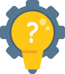 Gear idea solution icon flat vector. Creative problem. Data team isolated