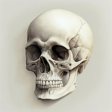 Skull drawing for logo, tattoo or designs. Generative AI.