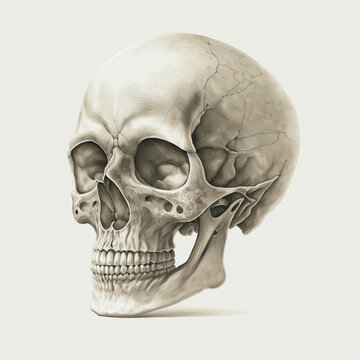 Skull drawing for logo, tattoo or designs. Generative AI.
