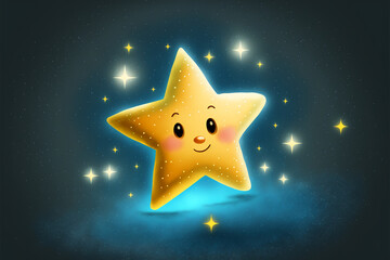 Twinkle little star illustration for design or kids. Generative AI.