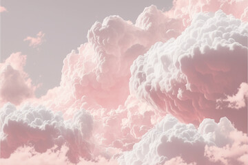 Pink aesthetic wallpaper with cloud. Generative AI.