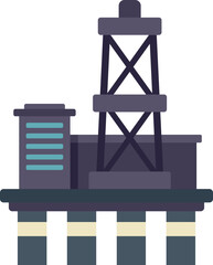 Drilling rig icon flat vector. Oil sea. Ocean platform isolated