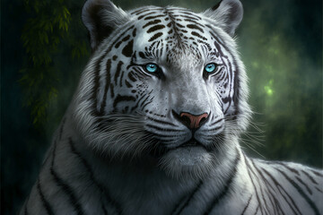 White tiger wallpaper or background. Generative AI.
